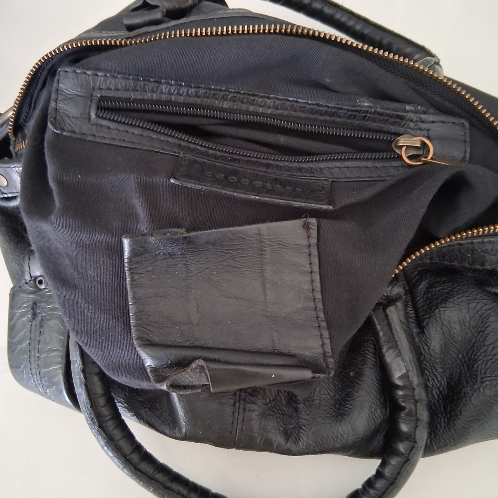 Chocolate NYC Pebbled Black Leather Tote Hobo Purse Bag - Picture 5 of 9